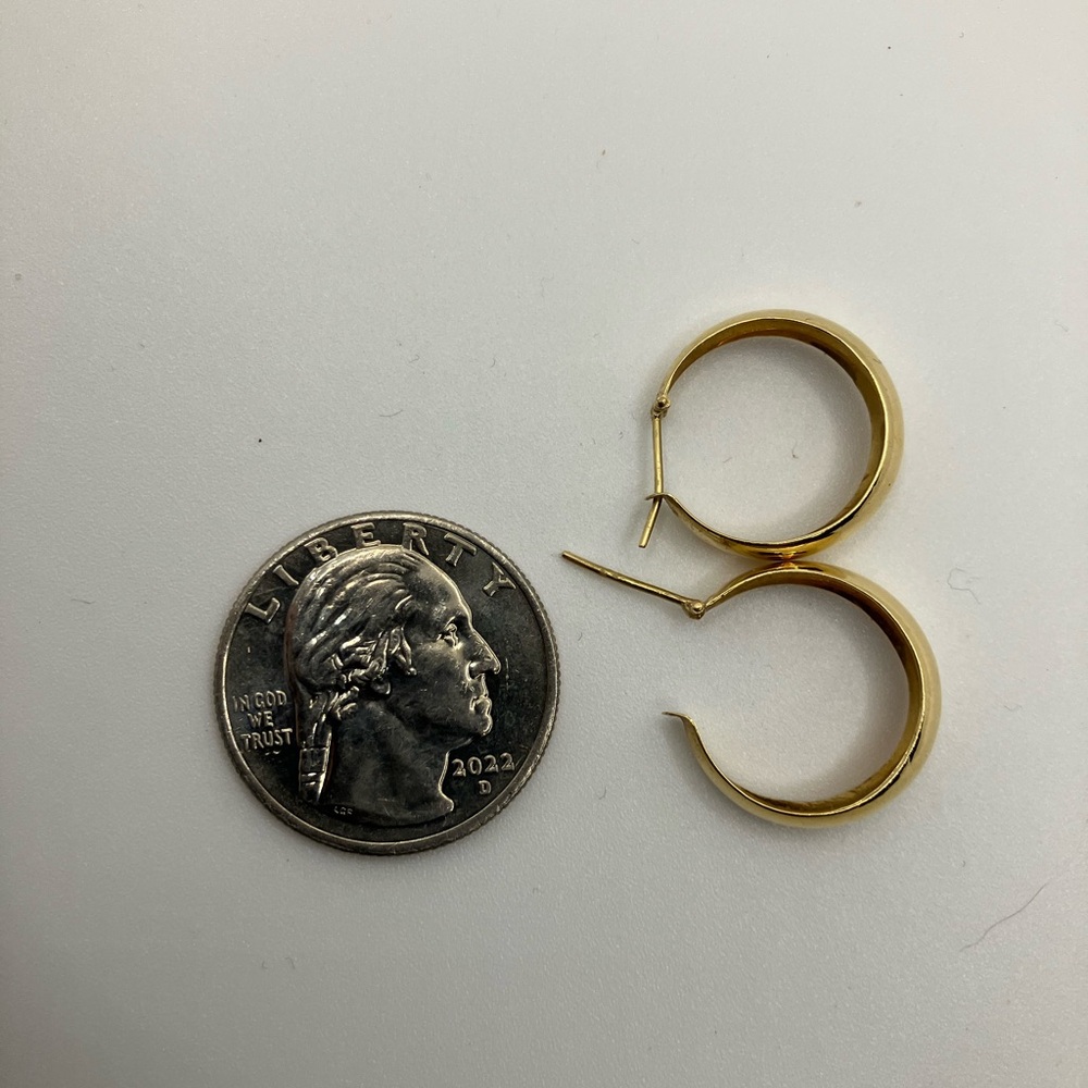 Elegant Gold Hoop Earrings, 18k real gold pair